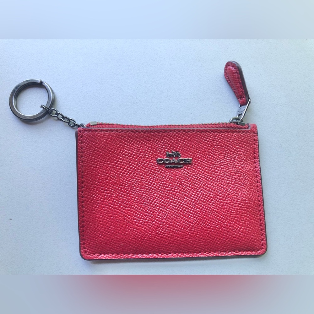 Coach mini skinny ID case wallet in red leather